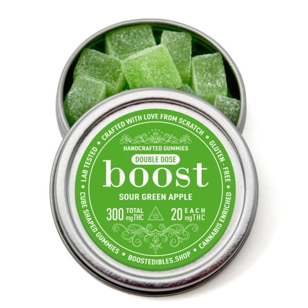 Sour green apple weed gummies 300mg THC from Boost