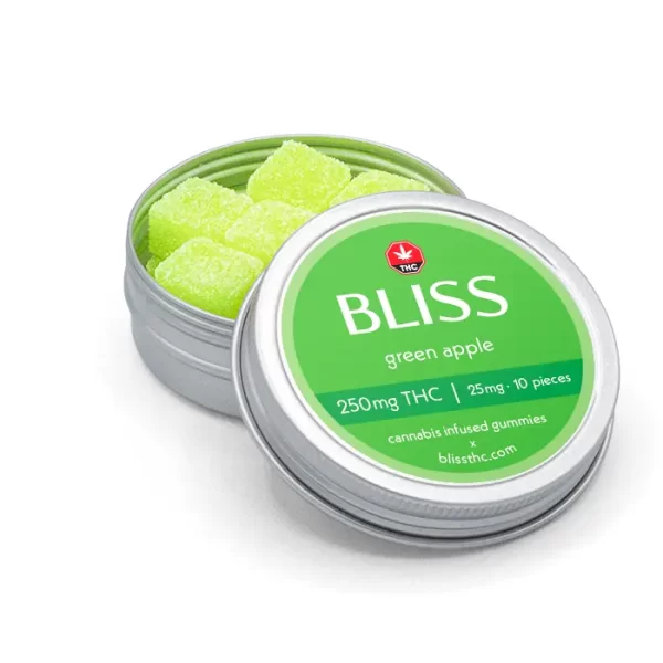 Bliss Cannabis Green Apple THC Gummies 250mg