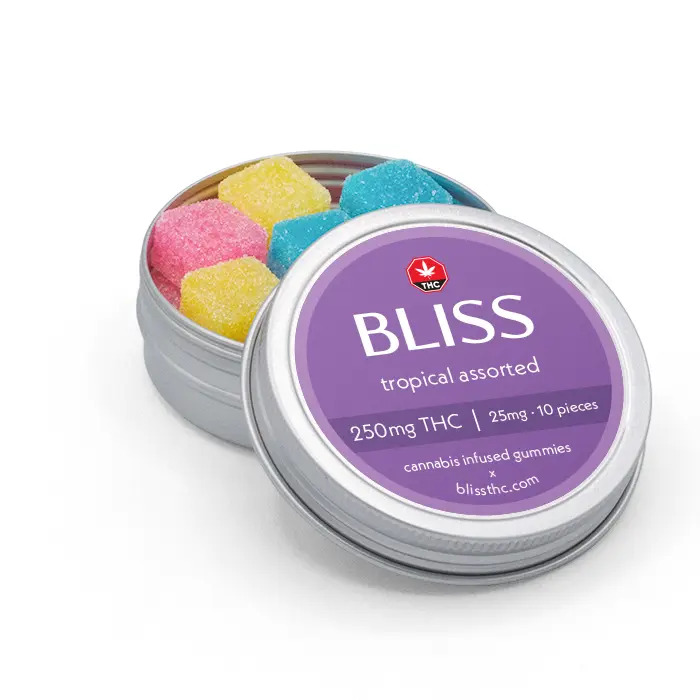 Bliss Cannabis Tropical Assorted THC Gummies – 250mg